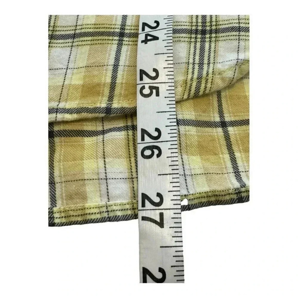 Loft Women’s Small Yellow Plaid Flannel Tunic Shirt Button Front - Picture 6 of 7